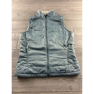 Patagonia Das Puffer Women's SzLarge Insulated Vest Light Blue Quilted Full Zip